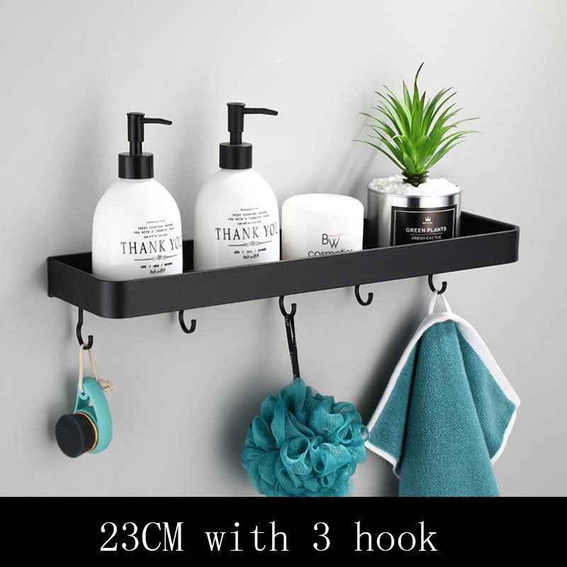 Moderner schwarzer Space-Aluminium-Badezimmer-Wandregal-Stil