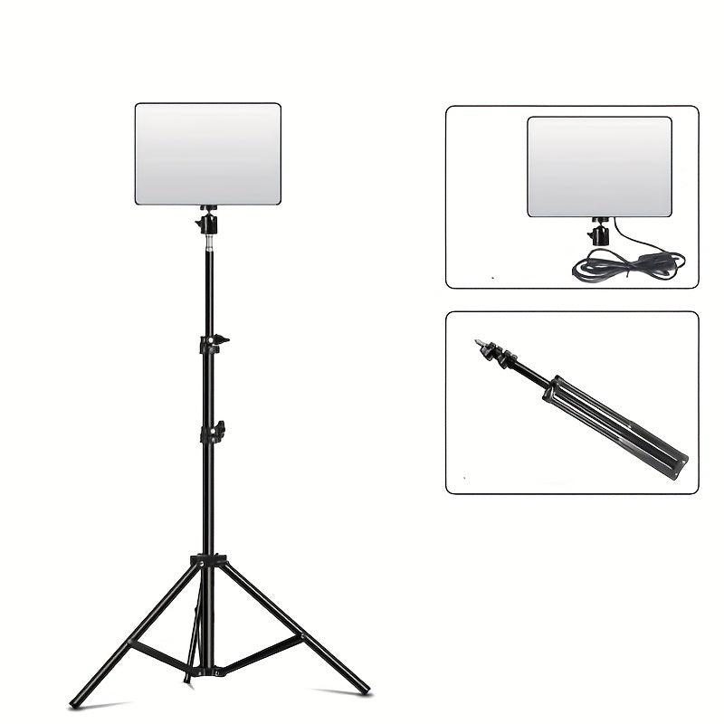 پایه نور عکاسی LED با سه‌پایه آلومینیومی قابل تنظیم و چراغ استودیویی
