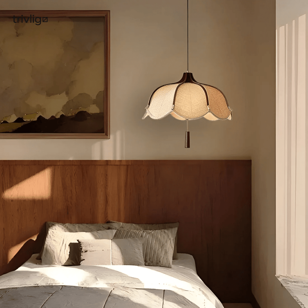 Kairo Moderne Japanische Wabi Sabi Stoffblumen-Hängeleuchte