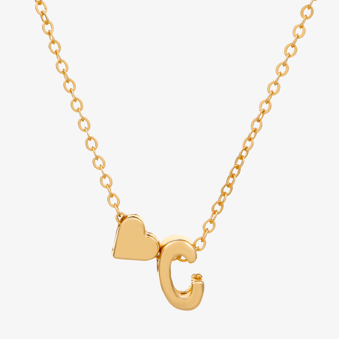 Luna Heart Initial Pendant Necklace