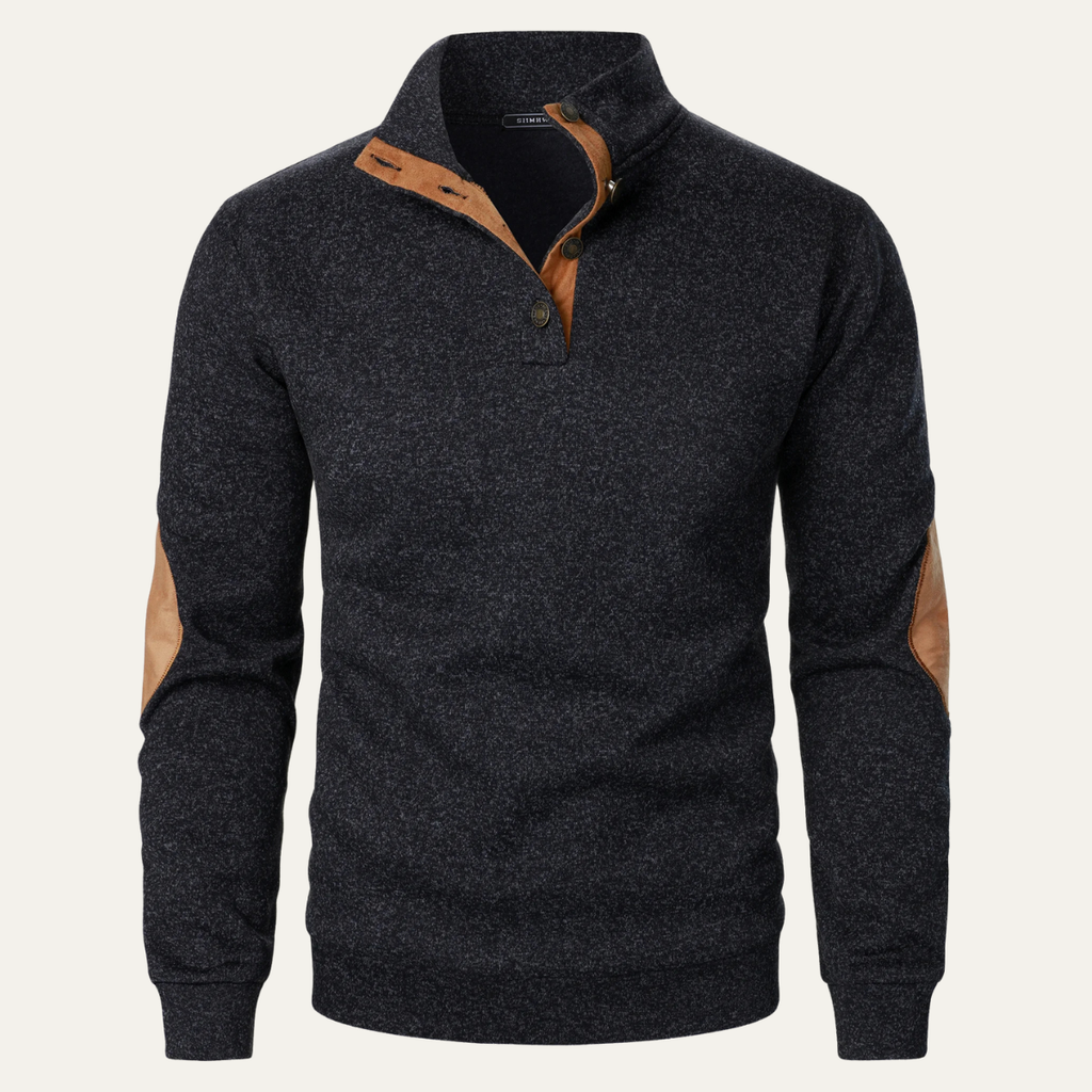 Astra Stand Collar Knitted Sweater With Button Details And Long Sleeves