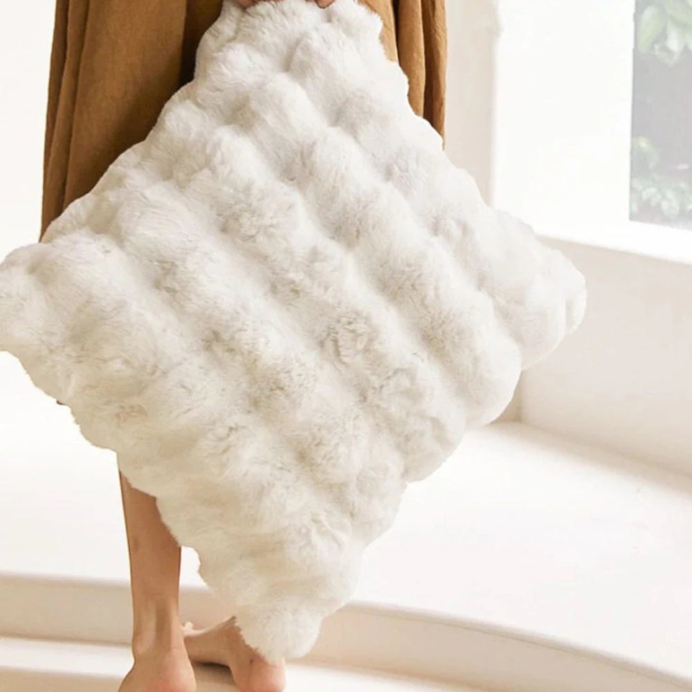 Marinelle Faux Rabbit Fur Pillow Cover With Cotton Blend