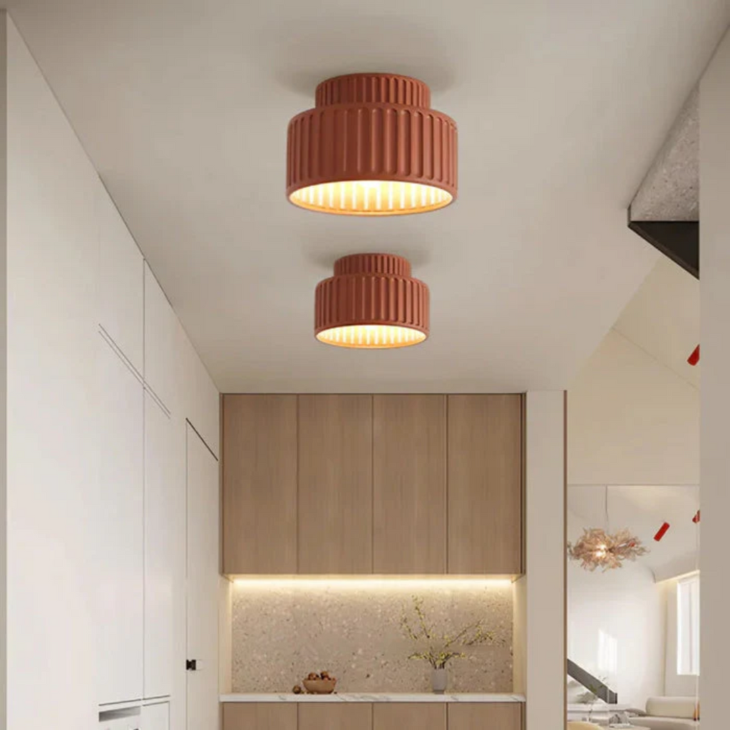 AuroraLume Ribbed Vintage Ceiling Light for Low Ceilings