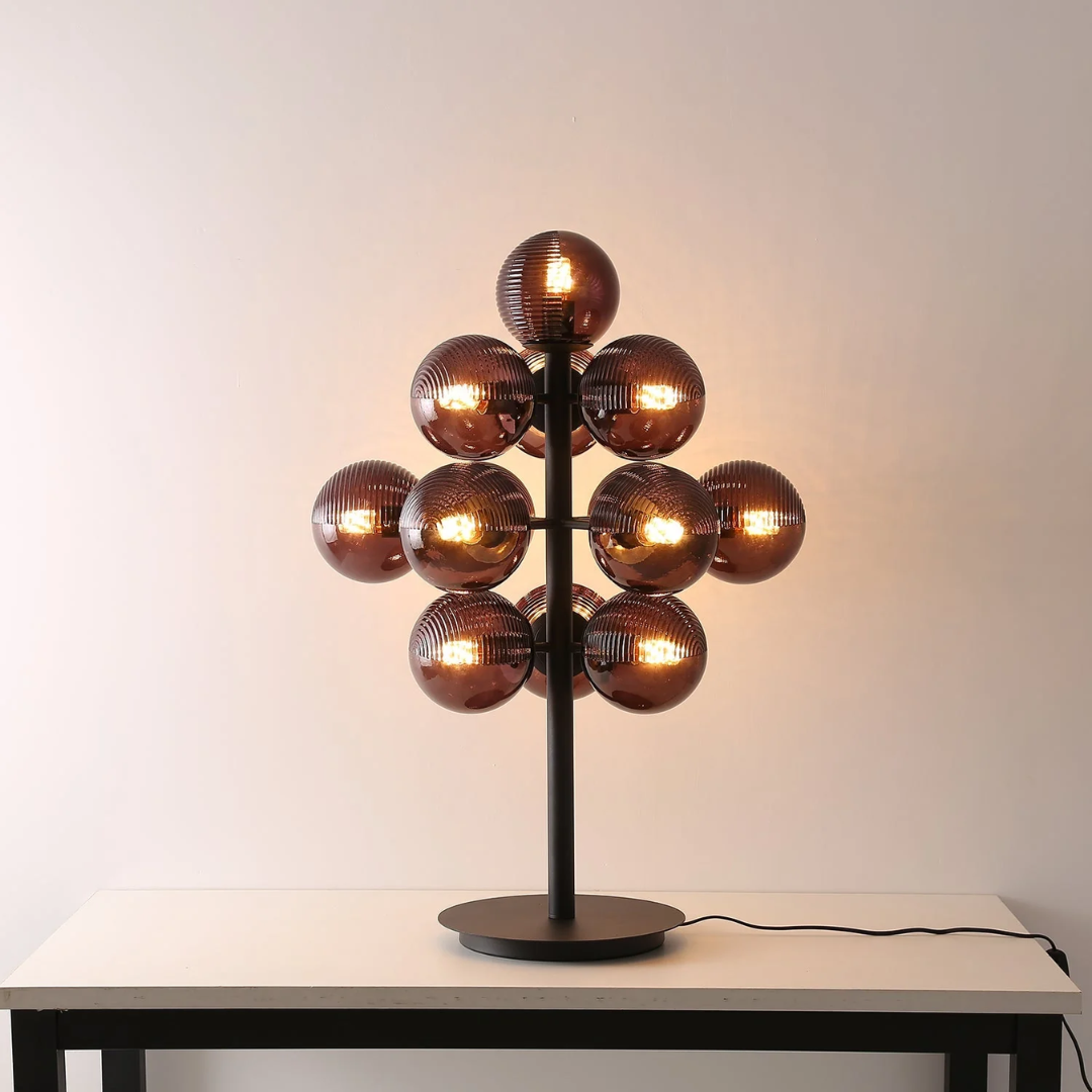 Stolní lampa Mariselle Grape ze skla s teplým ambientním světlem