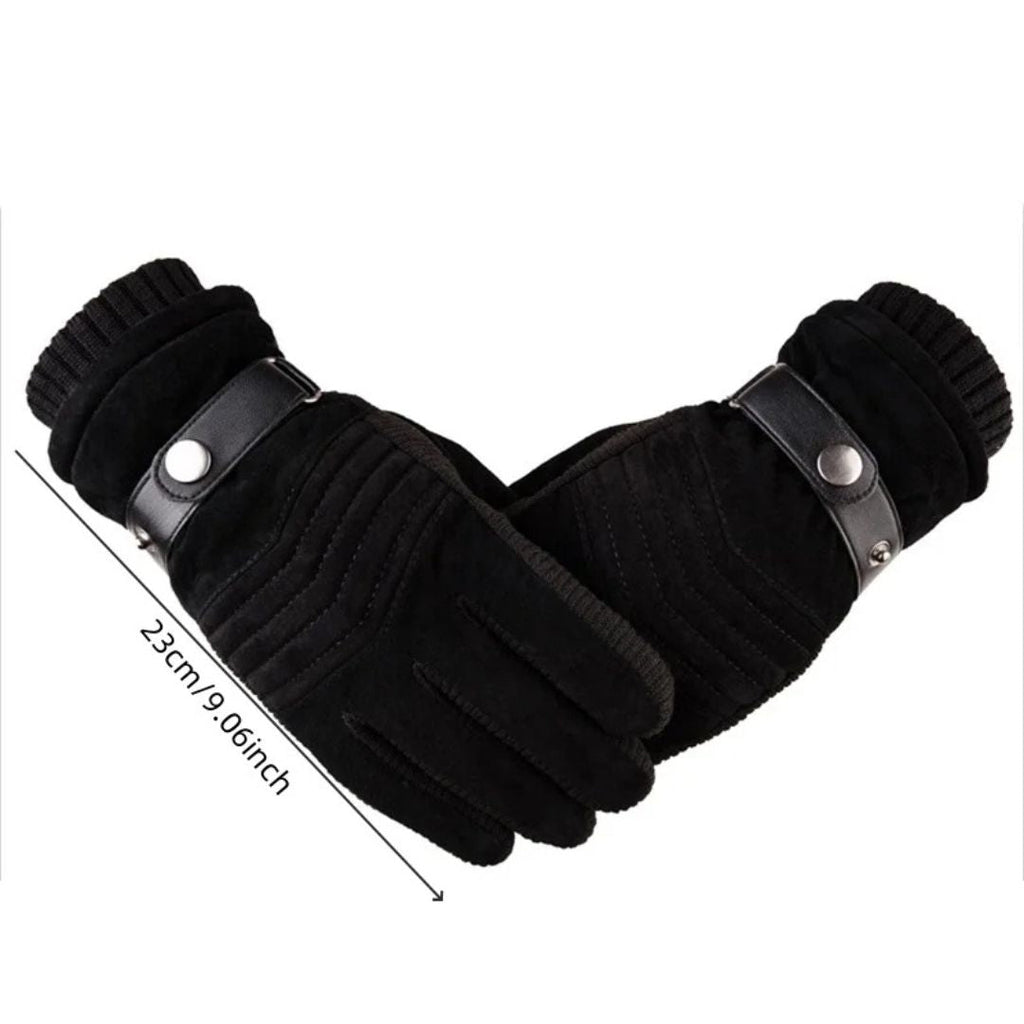 Guanti Invernali Touch Screen da Uomo con Calore, Comfort e Cinturino in Vera Pelle
