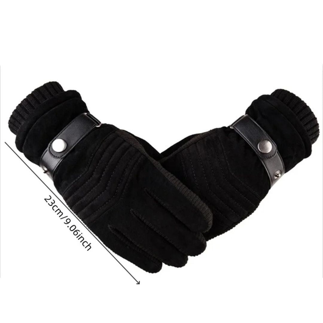 Guanti Invernali Touch Screen da Uomo con Calore, Comfort e Cinturino in Vera Pelle