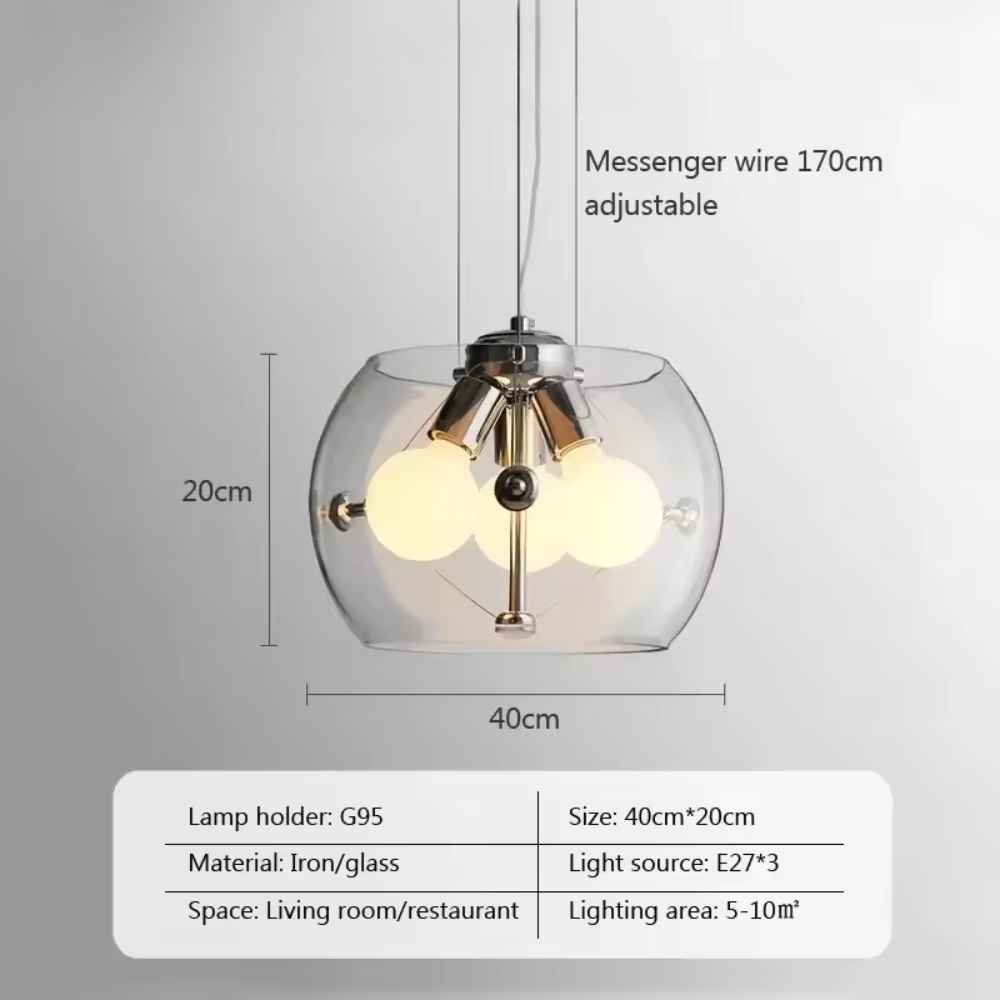 لوستر شیشه‌ای LED نوا لوکس برای آشپزخانه، اتاق نشیمن و غذاخوری