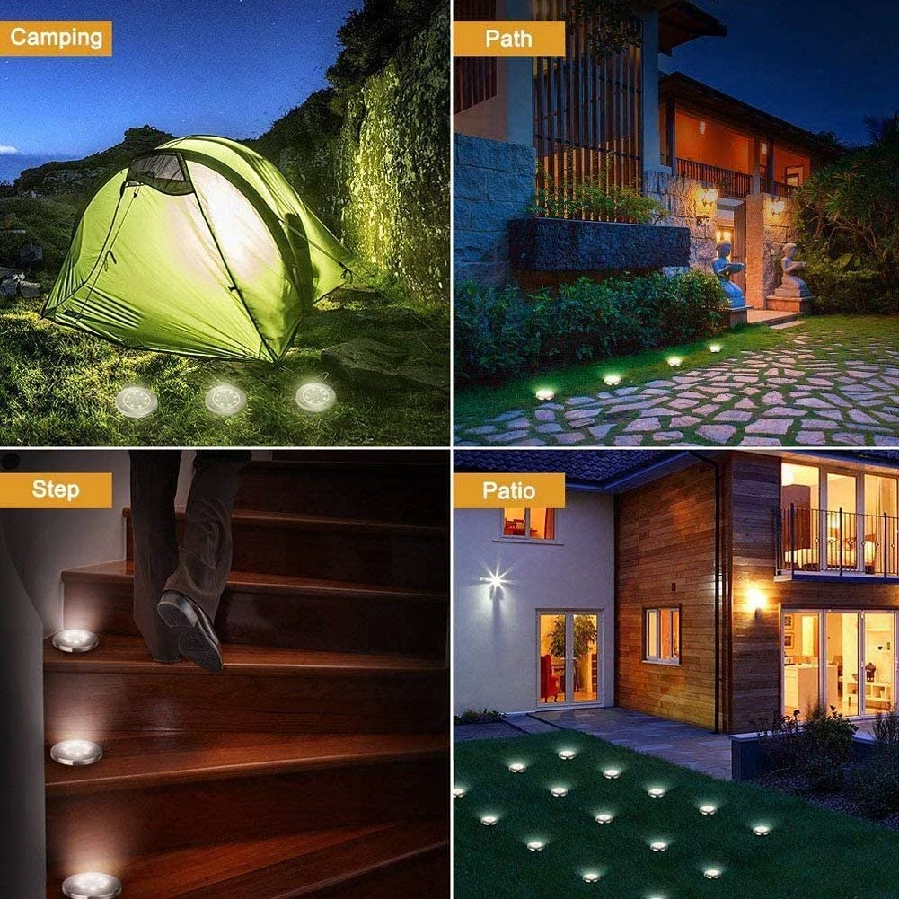 Venkovní solární zemní světla s 12 LED, odolná proti povětrnostním vlivům, pro zahradu a dvůr