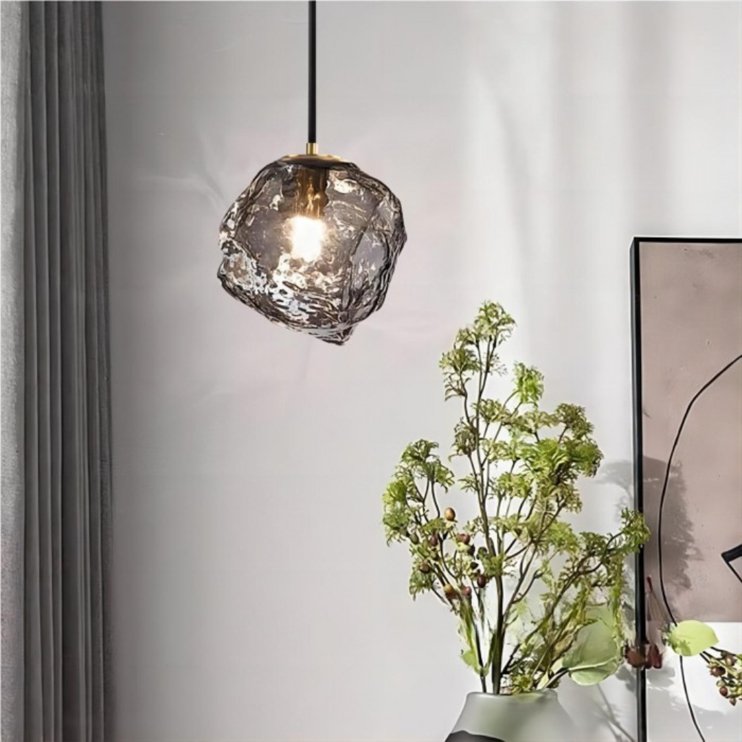 Lampada a sospensione Aurelia in rame e vetro per sala da pranzo e soggiorno