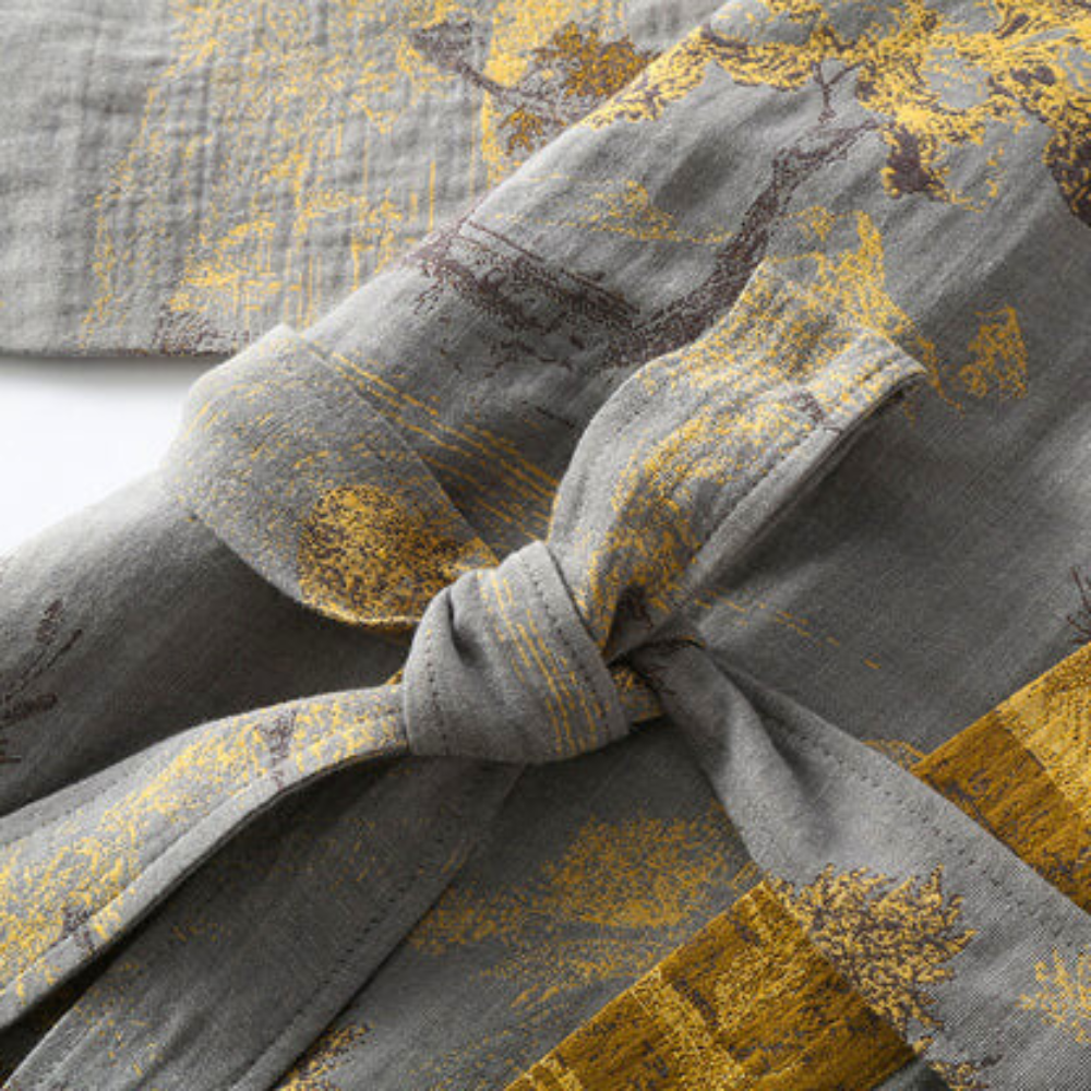 Rustic Cotton Kimono Robe With Breathable Gauze for Relaxed Comfort