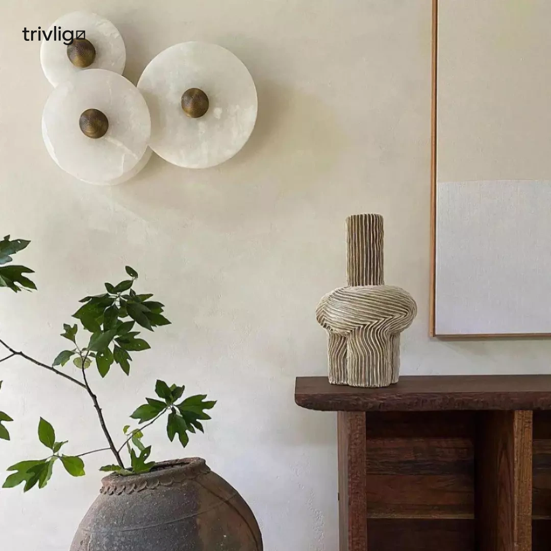 ArctisHalo Nordic Round Alabaster LED Wall Light With Soft Glow
