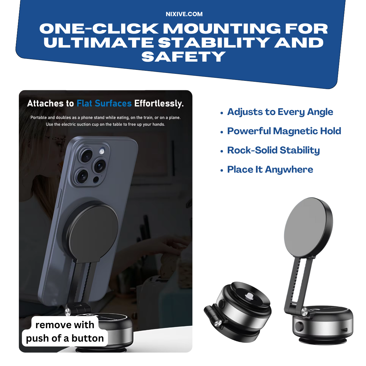 GripNova 360 Magnetic Phone Mount With Strong Suction