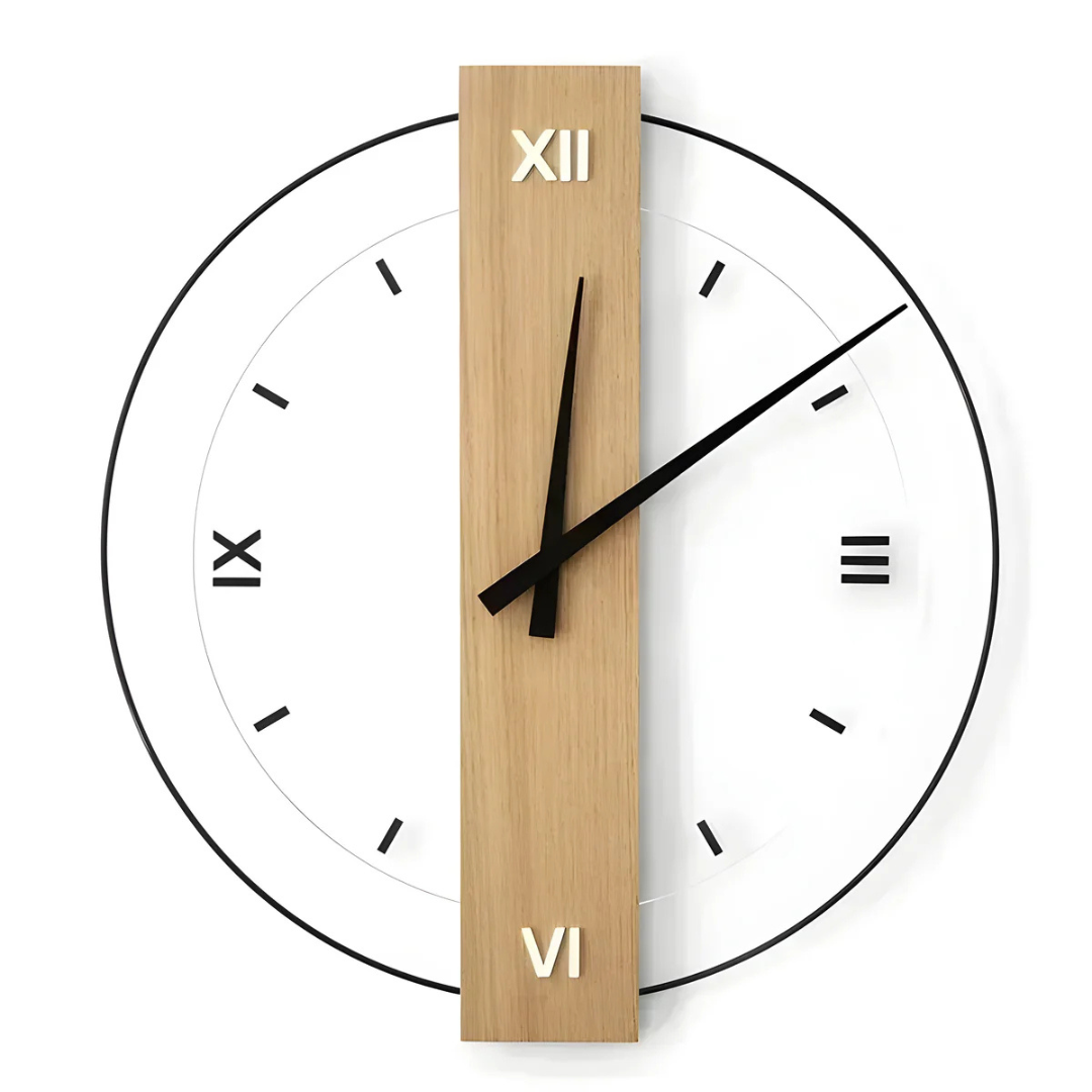 Averin Large Silent Wooden Wall Clock for Living Room