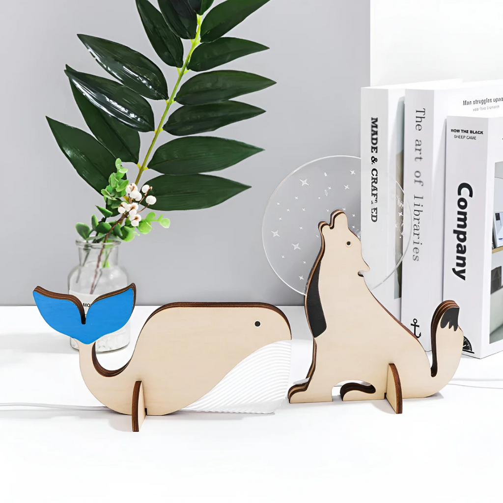 AuroraWood LED Night Light in Wood and Acrylic for Warm Bedroom Glow