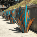 Metal Agave Garden Light In Turquoise Copper Outdoor Sculpture