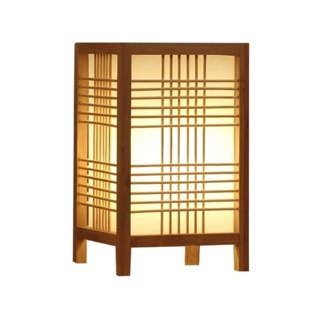 Hinata bambu LED-bordslampa i japansk stil för sovrum och skrivbord, lugnt sken
