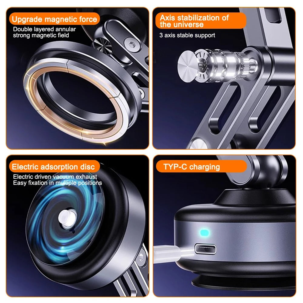 AeroGrip 360 Degree Magnetic Car Phone Mount With Vacuum Base