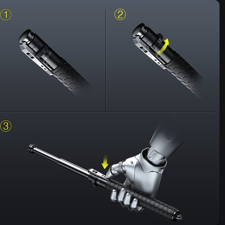 Telescoping Safety Stick With Swift One-Click Deployment And Alloy Steel Build