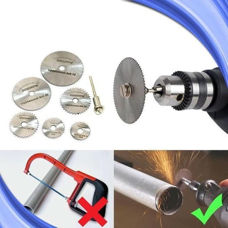 6-Piece Saw Blade Set For Drills In High-Speed Steel For Wood, Metal And Plastic