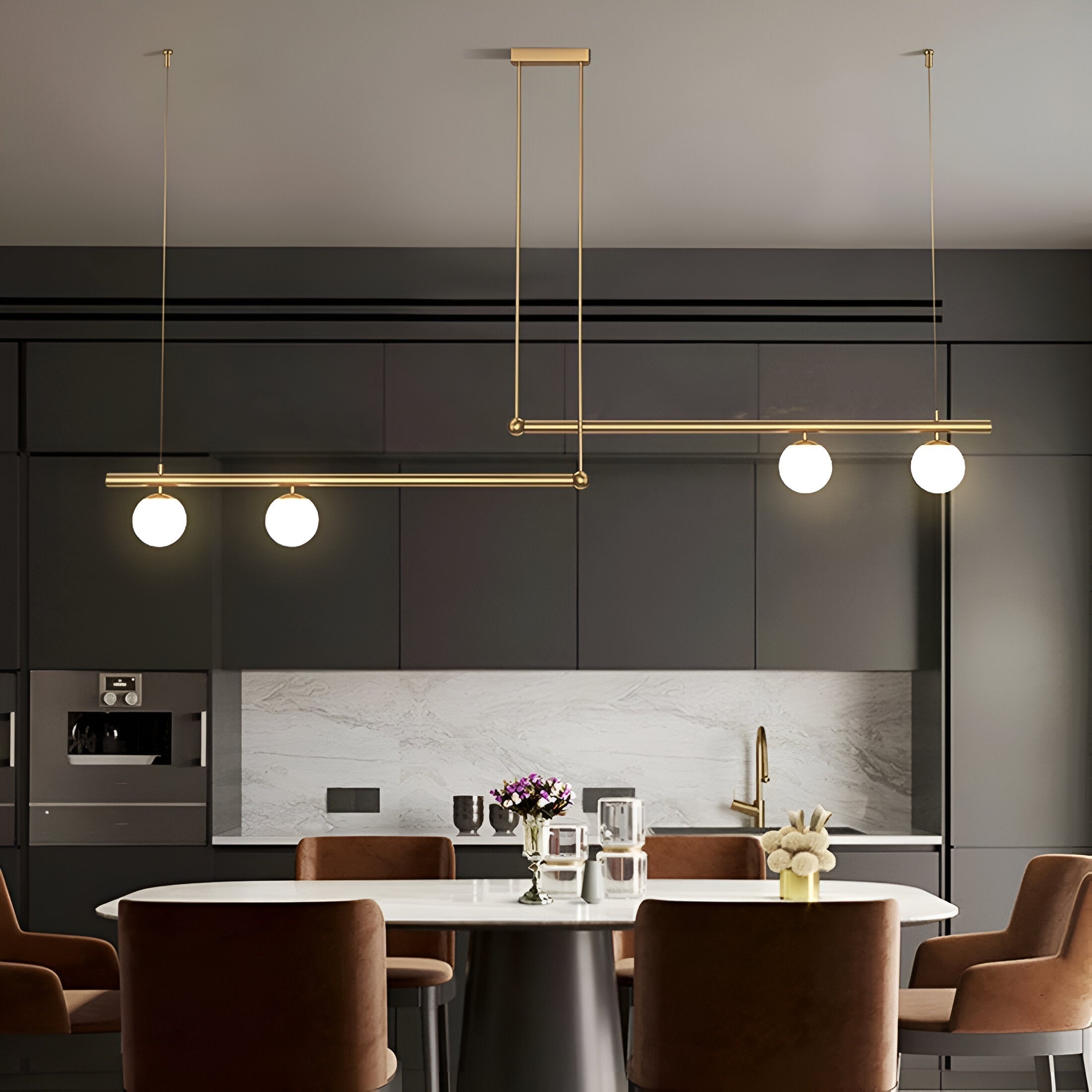 Velora Nordic Glass Linear Pendant Light for Dining