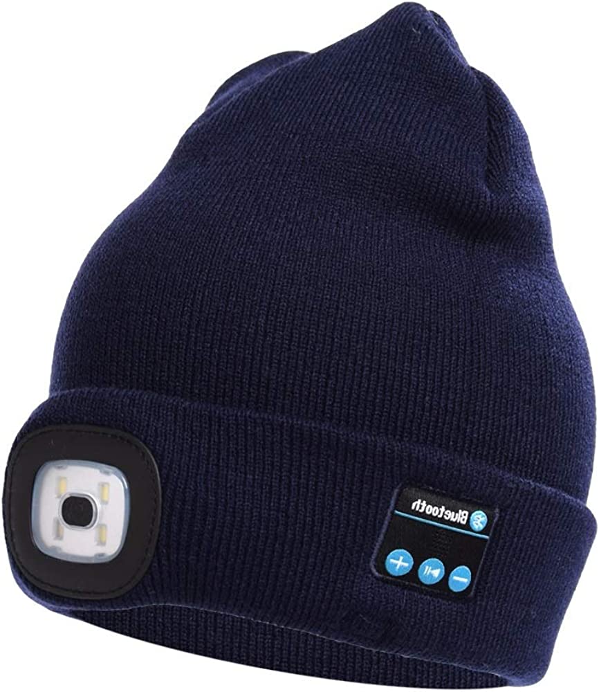 Beanie Hat With Light and Wireless Headphones, Bluetooth 5.0