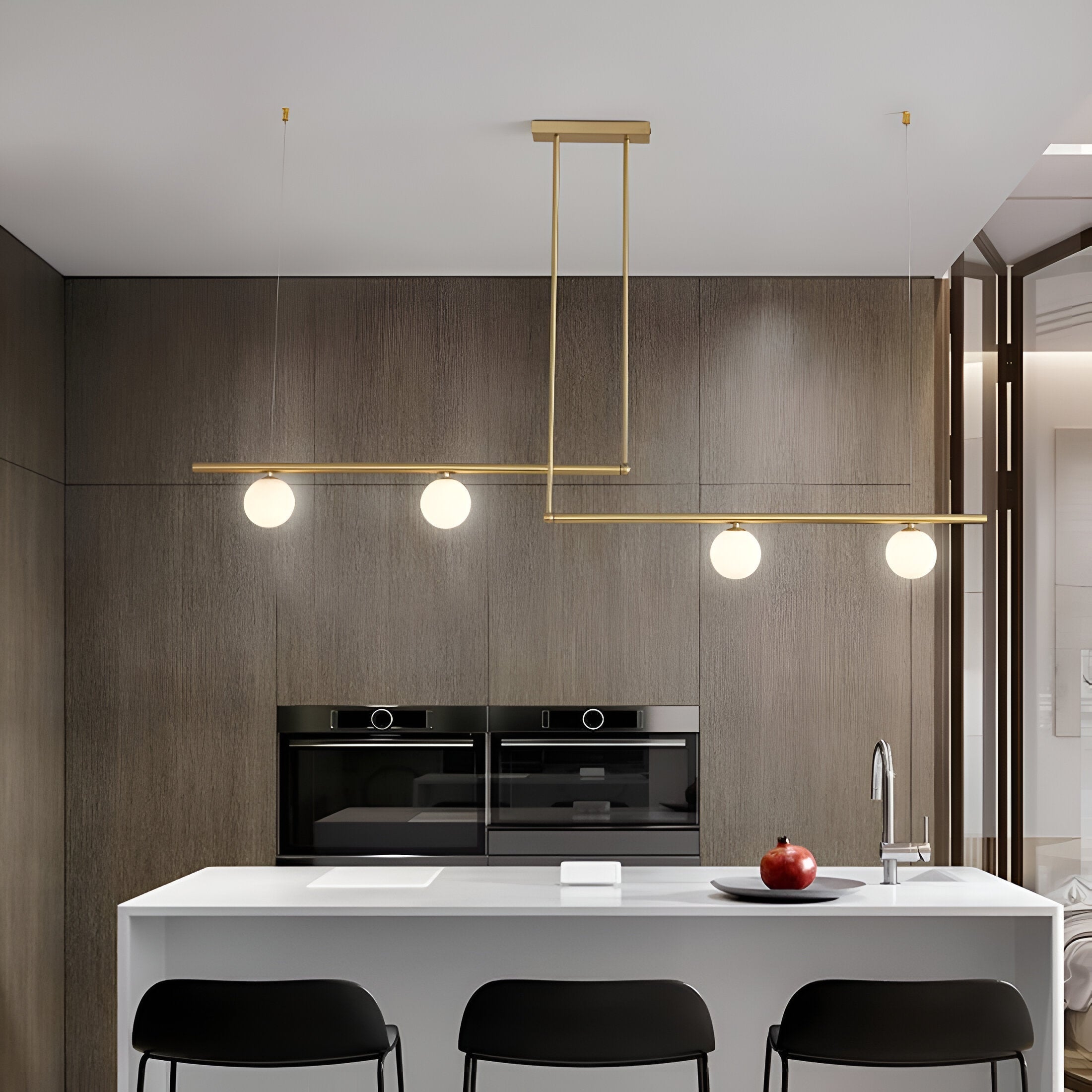 Velora Nordic Glass Linear Pendant Light for Dining