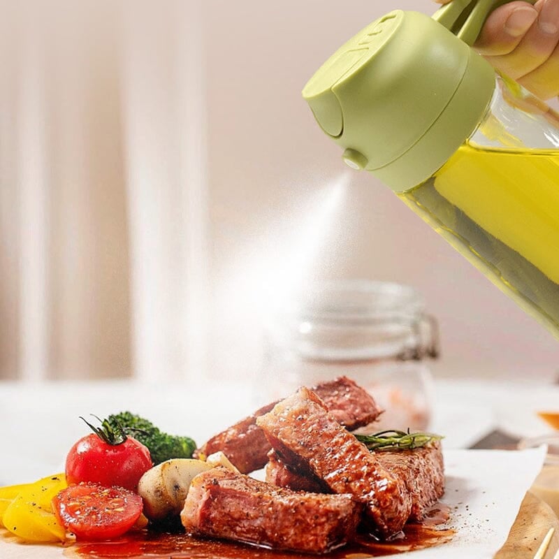 2-In-1 Glass Oil Sprayer And Dispenser For Kitchen Use