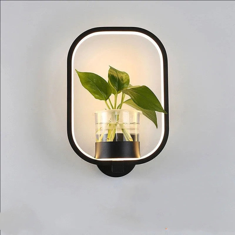 VerdantGlow Planter Wall Light With Glass Plant Cup