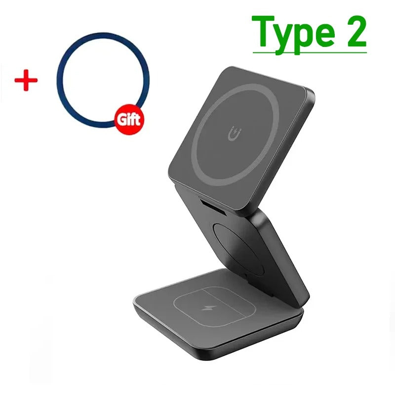 VeloCharge Magnetic Foldable 3-In-1 Wireless Charger For iPhone AirPods Apple Watch