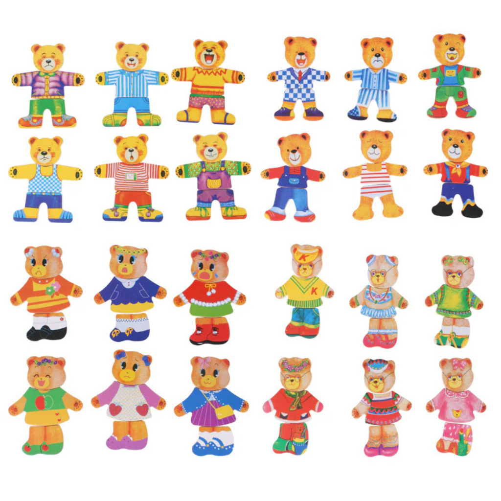 Puzzle din lemn Boris și prietenii - 100 de costume pentru joacă de-a dress-up