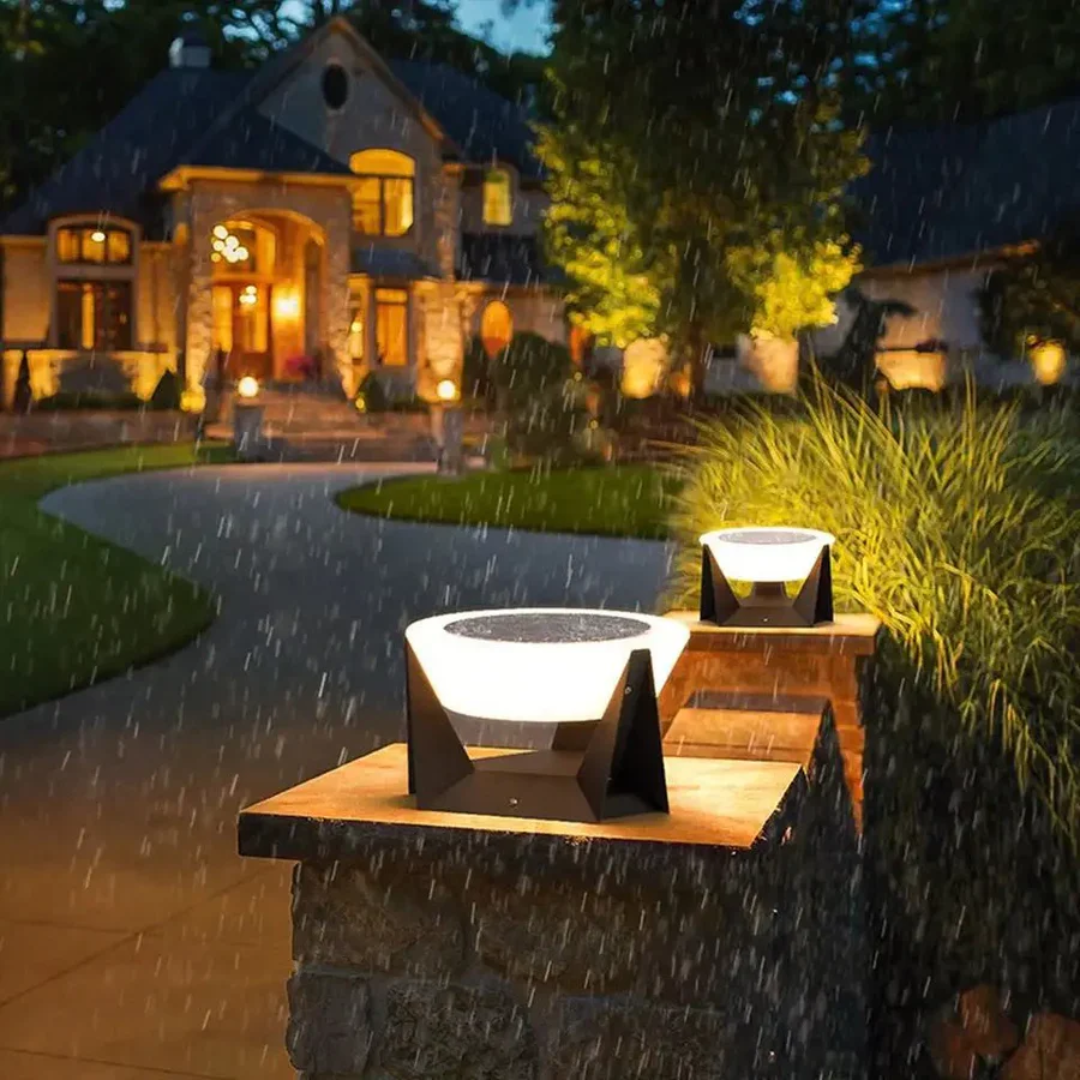 SolaraGlow Solar Powered Garden Lamp With LED Warm Glow For Outdoor Spaces