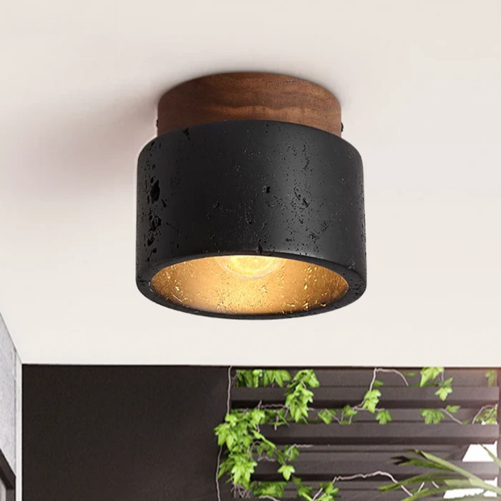 Stropní svítidlo StoneVale s kameným vzhledem pro obývací pokoje a chodby, průměr 12 cm