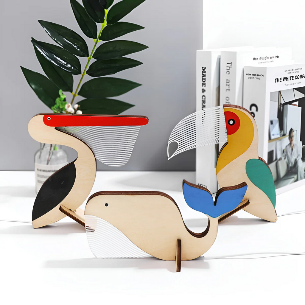 AuroraWood LED Night Light in Wood and Acrylic for Warm Bedroom Glow