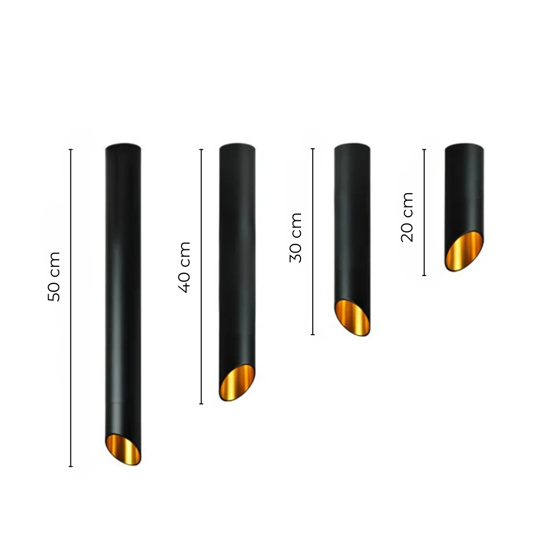 Lumora Tube Pendant Light in Aluminum for Dining Tables and Living Areas