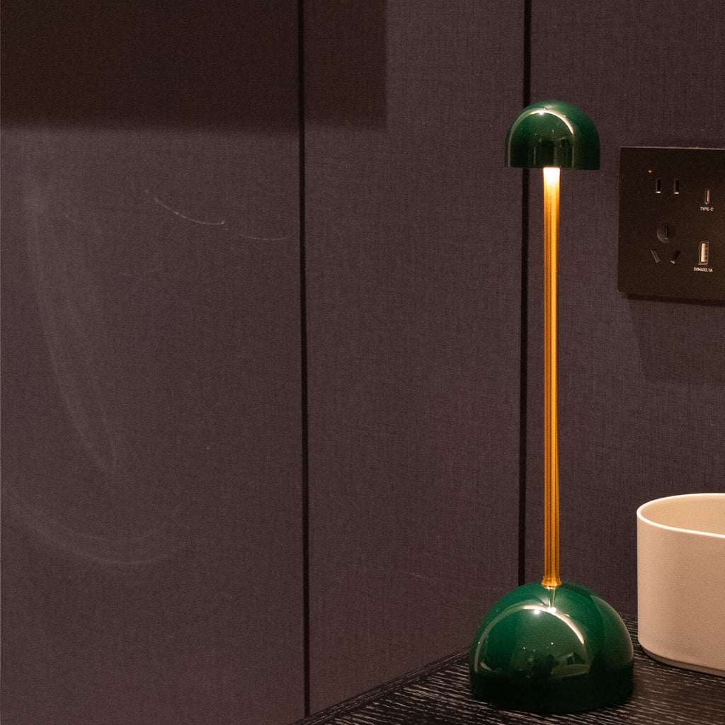 Vynir Emerald Green Base and Top with Brass Stem Table Lamp
