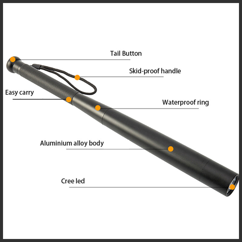 NovaBat Baseball Bat Shaped LED Flashlight Aluminum Alloy With 3 Modes For Emergency