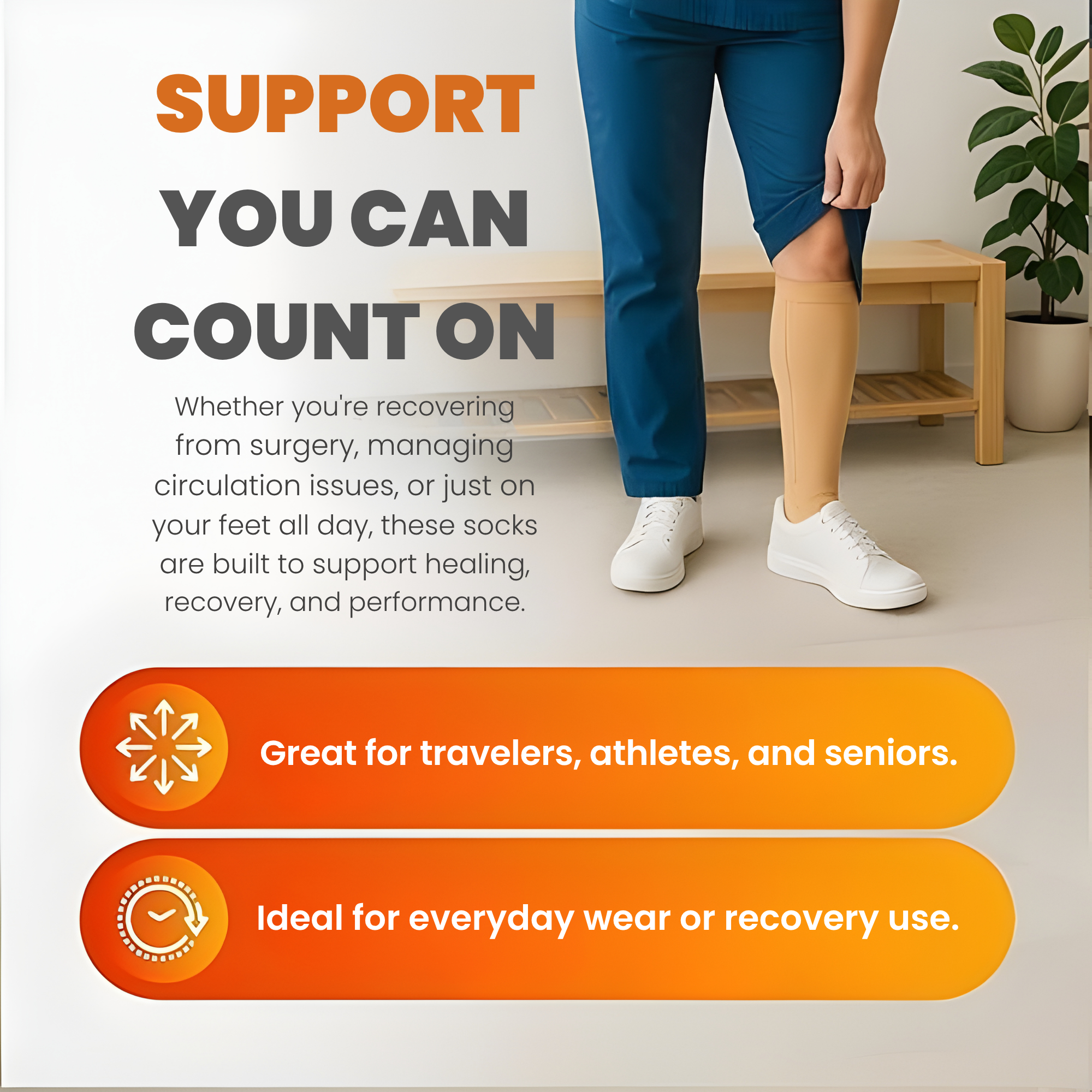 ZenStride Support Socks - Instant Comfort For Swelling And Leg Fatigue