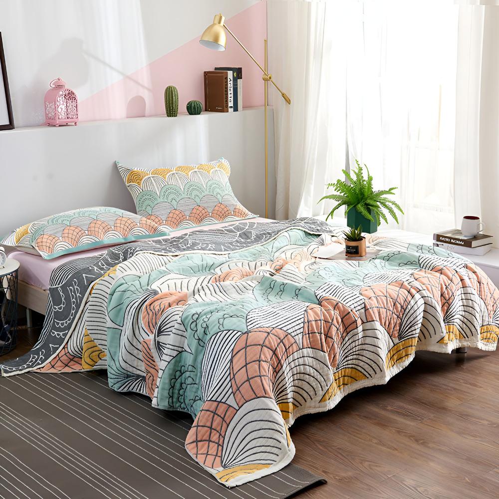 Scallop Pattern Cotton Blanket for Soft Breathable Comfort