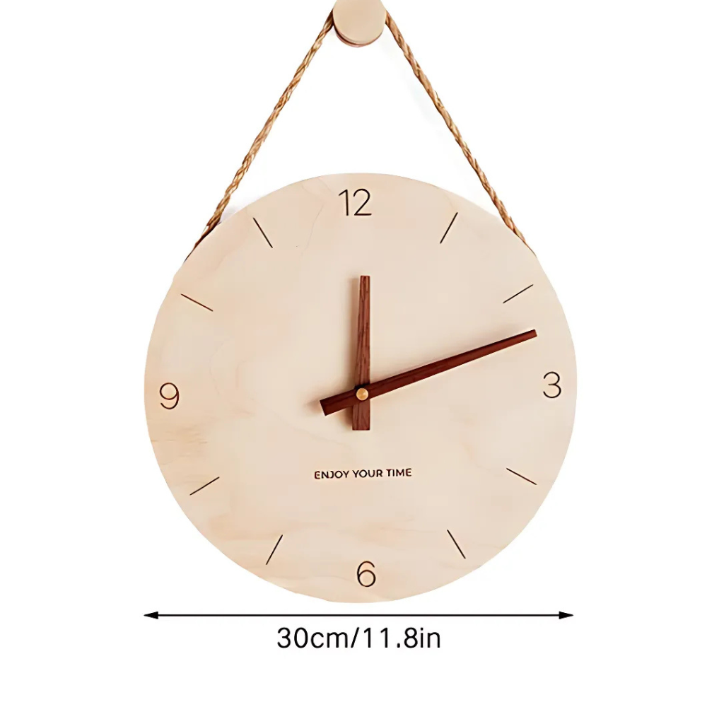 Rope Wood Wall Clock With Blank Face And Silent Movement