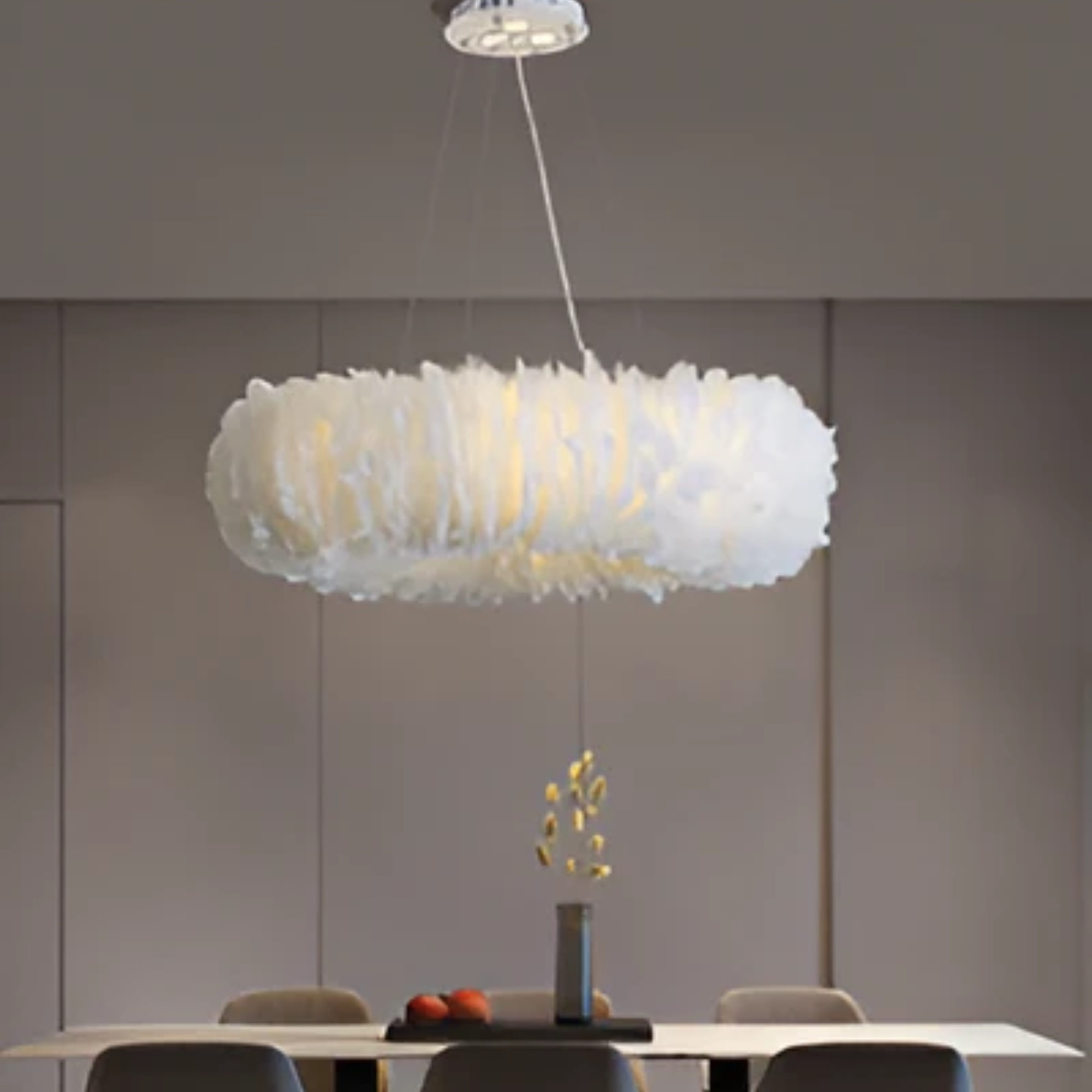 Aurelia Circular White Feather Pendant Light With Soft Diffusion