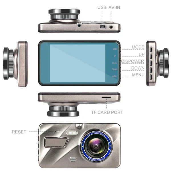 1080p Dual Dash Cam for Cars, Front and Rear, 4.0 Inch IPS Screen, 170 Degree Angle