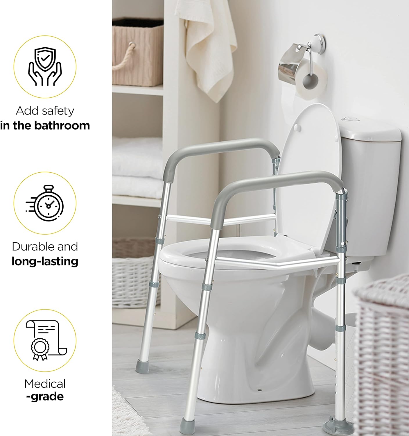 AegisGrip Toilet Rail With Adjustable Height For Secure Bathroom Use