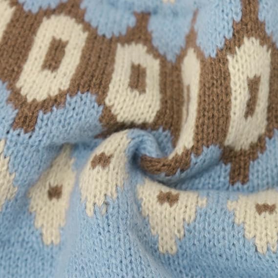Maglione Aurora in Lana con Motivo Fair Isle Azzurro Cielo