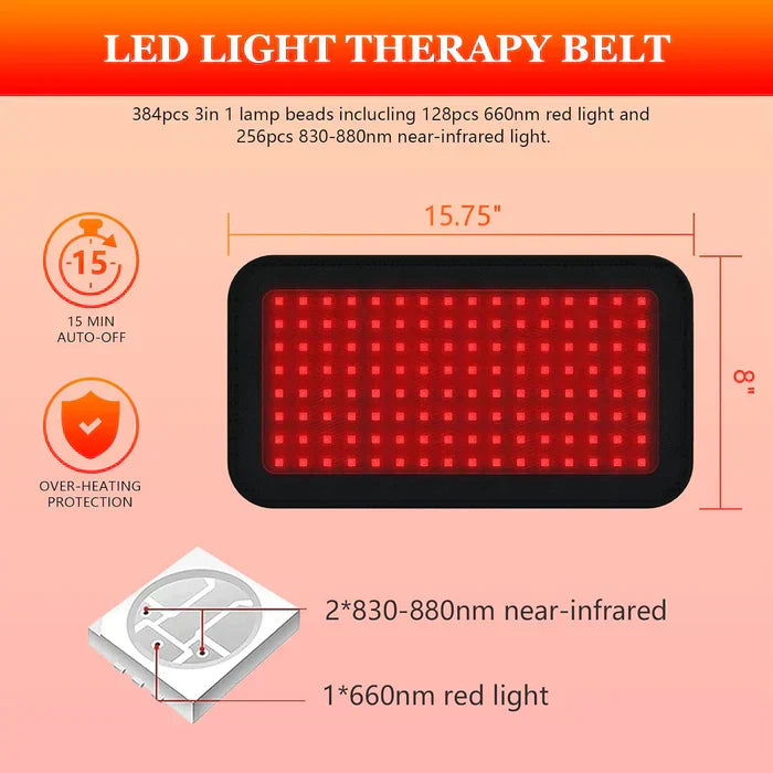 LED Infrared and Red Light Therapy Belt Device System