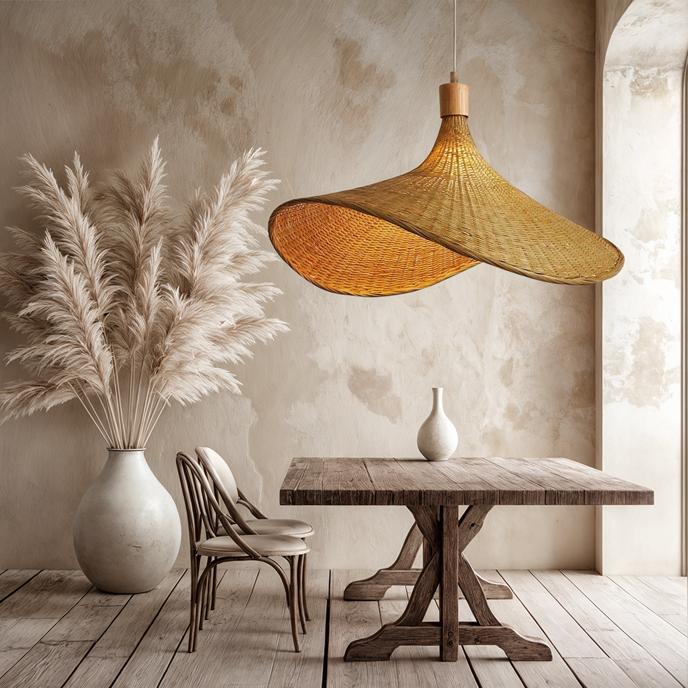 LumaWeave Bambuslampe mit sanftem, warmem Licht für jede Einrichtung
