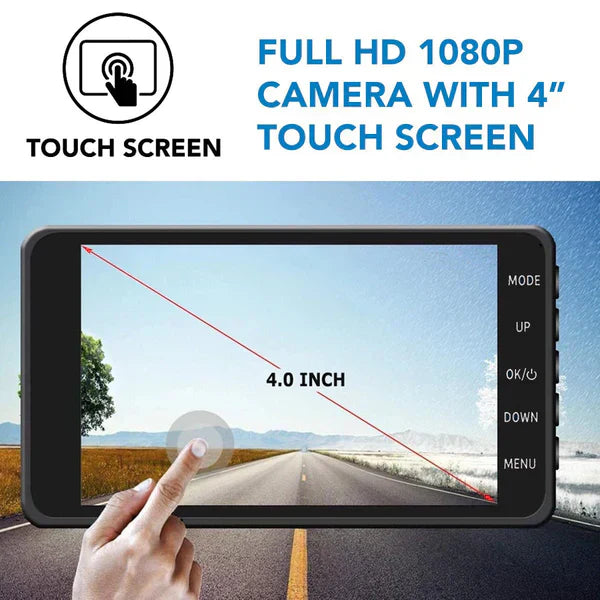 1080p Dual Dash Cam for Cars, Front and Rear, 4.0 Inch IPS Screen, 170 Degree Angle