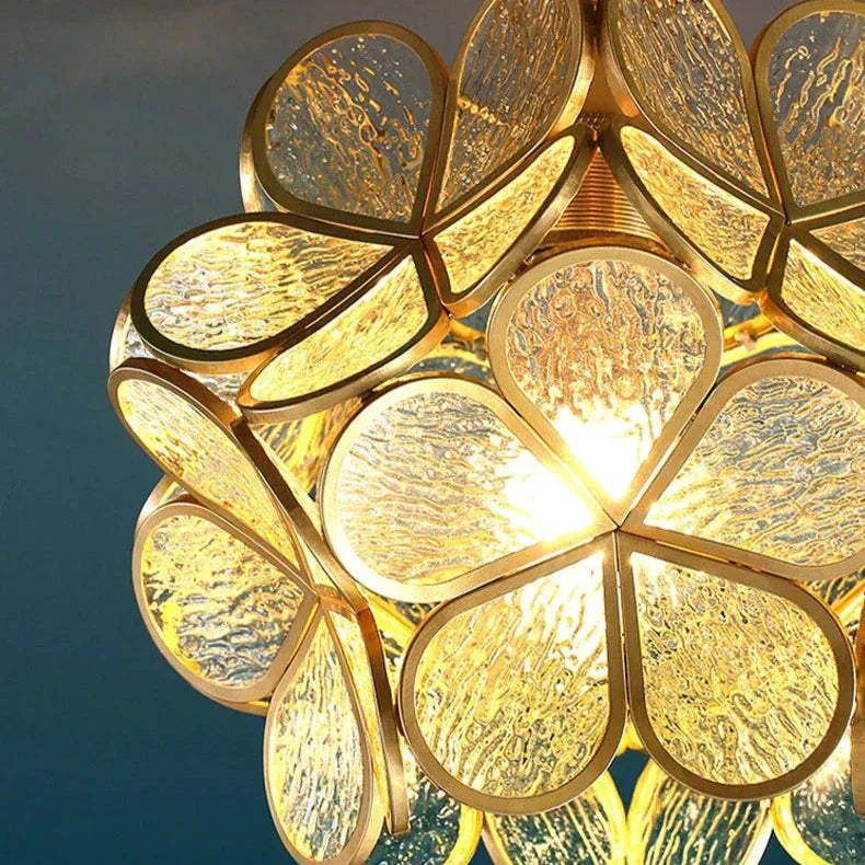 Aurelia Glass LED Pendant Light With Floral Design, Modern Style