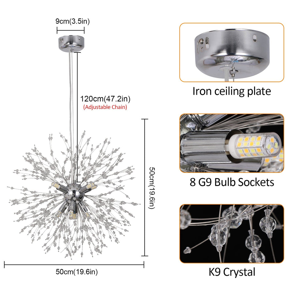 Závěsná lampa AstraLume Dandelion Crystal s nastavitelnou výškou