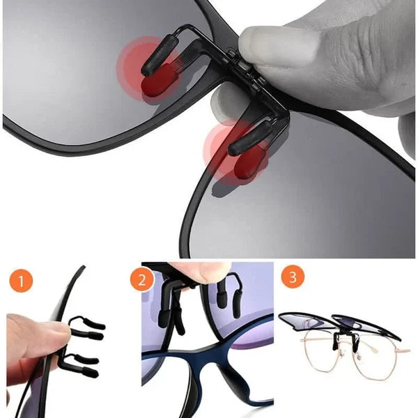 Nuovi occhiali da sole polarizzati clip-on ribaltabili per uso quotidiano