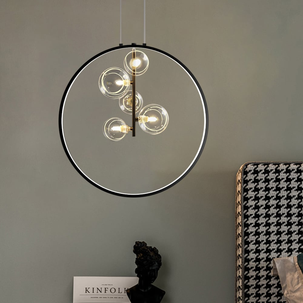 Kirra Deckenpendelleuchte mit mattschwarzem Glasglobus